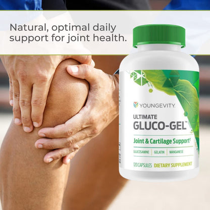 Youngevity Ultimate Gluco-Gel – Gelatin, Glucosamine & Manganese for Tendons, Bones & Cartilage | 240 Capsules (2 Bottles)