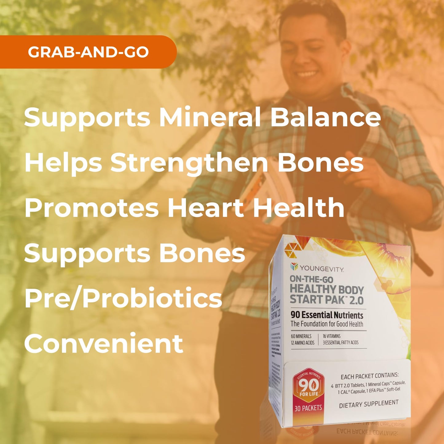 Youngevity On-The-Go Healthy Body Start Pak 2.0 – 90 Essential Nutrients, 30-Day Supply