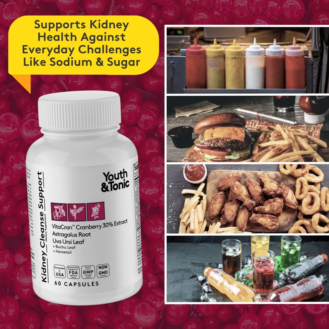 Youth & Tonic Kidney Cleanse Detox - 60 Capsules | Urinary Tract & Bladder Health