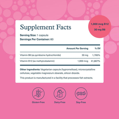 Youtheory B12B6 – Vegan B12 & B6 – Brain Health, Energy & Immunity – 60 Vegetarian Capsules