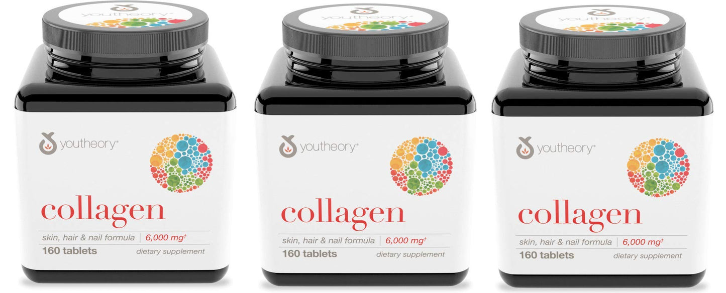 Youtheory Collagen Advanced Formula Types 1-3 | 160 Tablets (3-Pack)