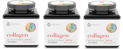 Youtheory Collagen Advanced Formula Types 1-3 | 160 Tablets (3-Pack)