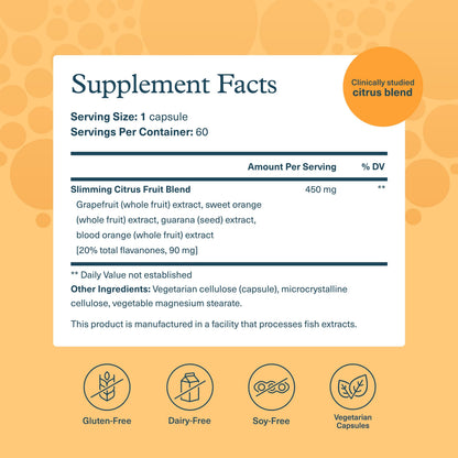 Youtheory Slimming Citrus Fruit - Vegan Health Supplement with Chromium - 60 Vegetarian Capsules