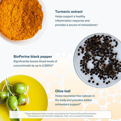 Youtheory Turmeric 450 mg with Black Pepper & Olive Leaf – Joint & Brain Health, 60 Tablets