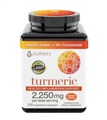 Youtheory Turmeric Curcumin with BioPerine – 2,250 mg, 210 Capsules