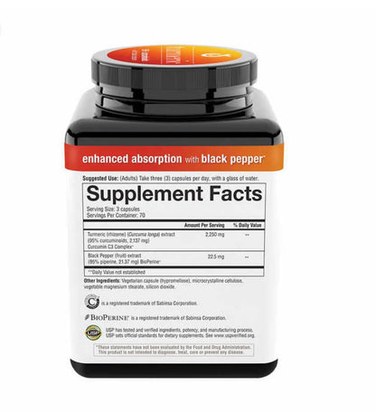 Youtheory Turmeric Curcumin with BioPerine – 2,250 mg, 210 Capsules