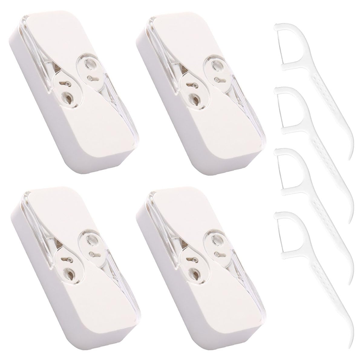 YRAKOZIN 4-Pack Portable Floss Dispenser – Travel Dental Floss & Toothpick Holder (White)