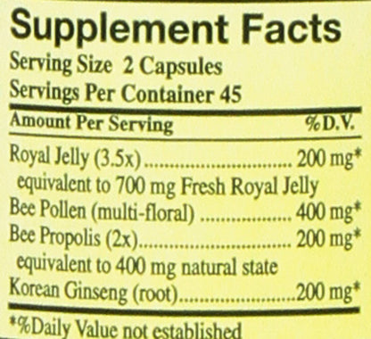 Y.S. Eco Bee Farms 3-Pack Royal Jelly, Bee Pollen, Propolis, Korean Ginseng - 90 Capsules