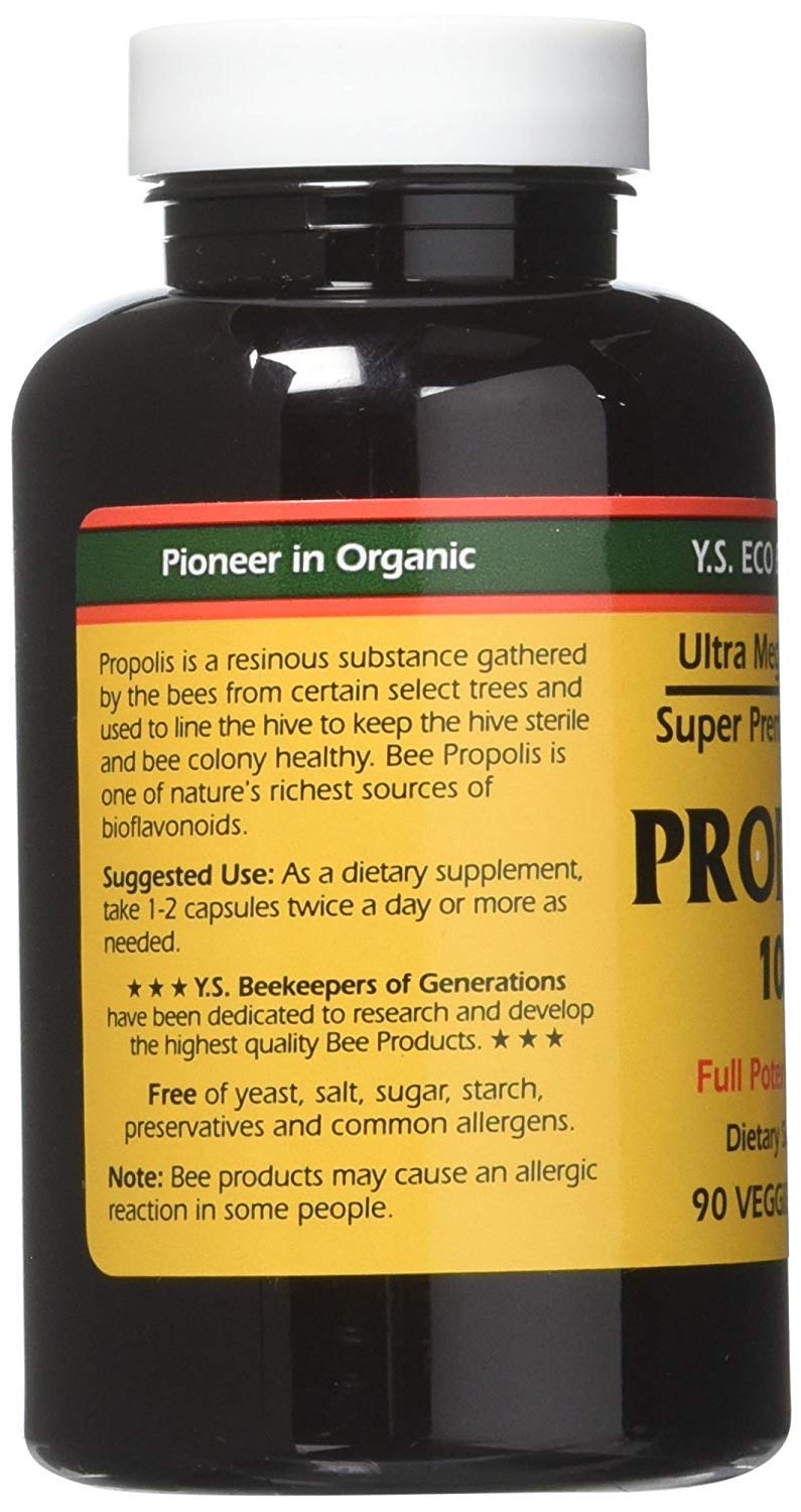 YS Eco Bee Farms Propolis 1000-90 Caps (Pack of 4) | Nutritional Supplement