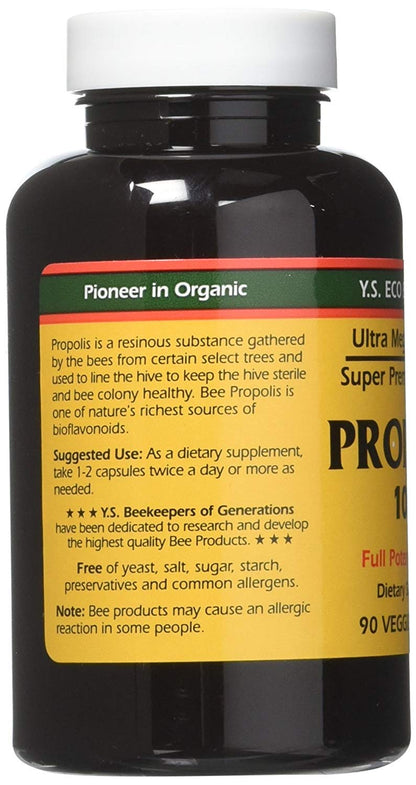 YS Eco Bee Farms Propolis 1000-90 Caps (Pack of 4) | Nutritional Supplement