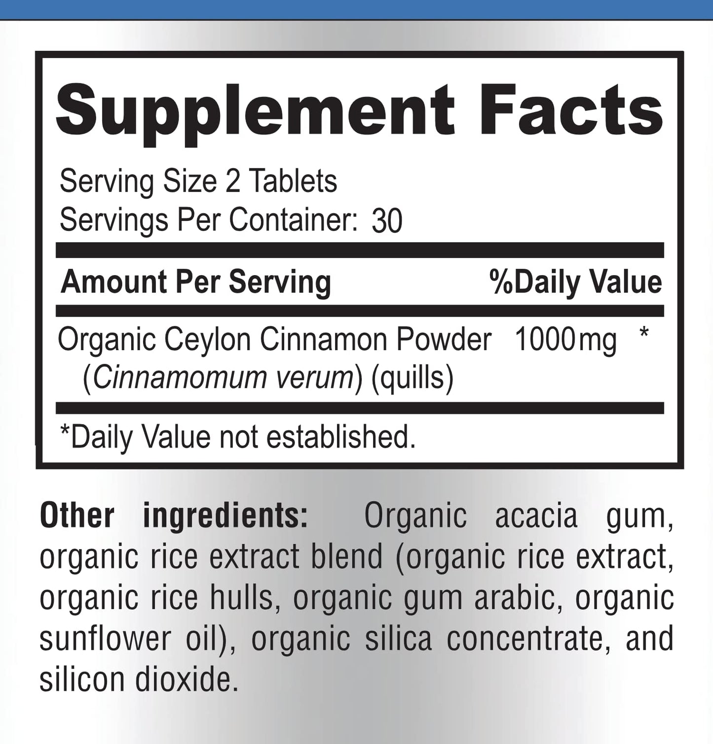 YUMMYVITE Organic Ceylon Cinnamon - 1000mg per Serving, True Cinnamon Supplement, 60 Tablets
