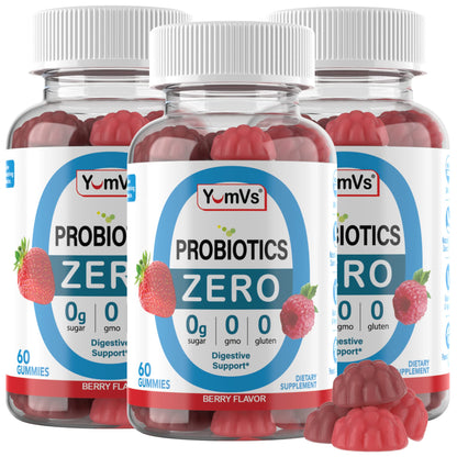 YUM-V'S Zero Sugar Probiotic Gummies — Digestive Health & Gut Support (60-Count)