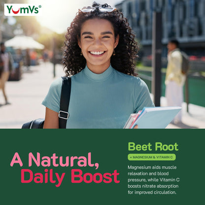 YumVs Beet Root Gummies with Magnesium & Vitamin C – Berry Flavor (60 Count)