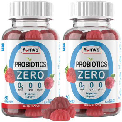 YUM-V'S Zero Sugar Probiotic Gummies — Digestive Health & Gut Support (60-Count)