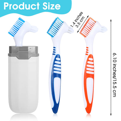 YUXIANLB 2Pcs Denture Cleaning Brush Set - Double-Ended, Soft Bristles
