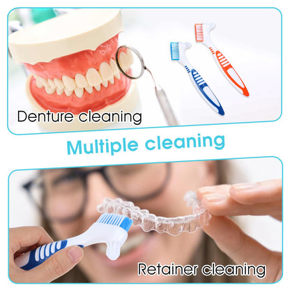 YUXIANLB 2Pcs Denture Cleaning Brush Set - Double-Ended, Soft Bristles