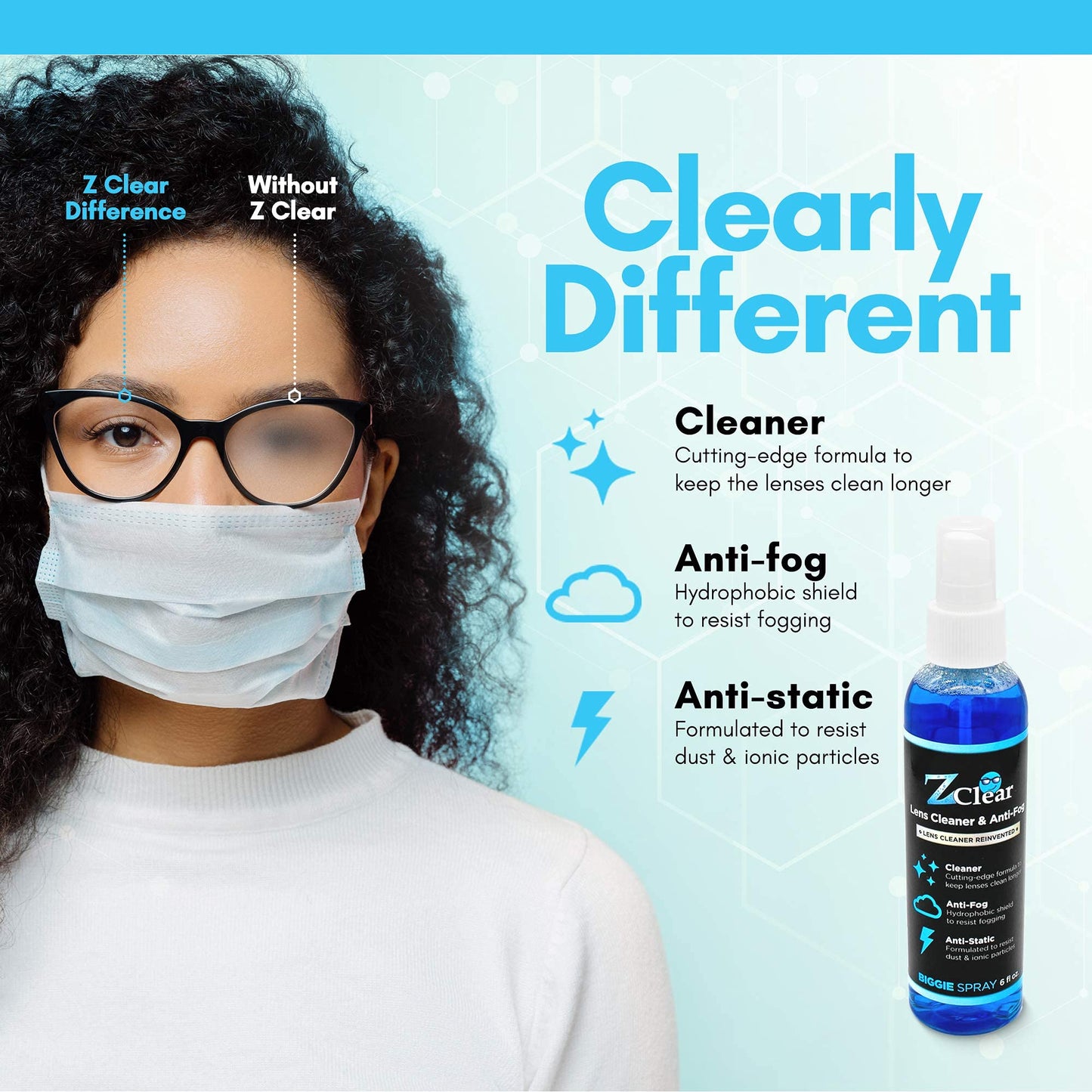 Z Clear Anti-Fog 6oz Spray – Glasses & Gear Anti-Fog Cleaner with Microfiber Cloth