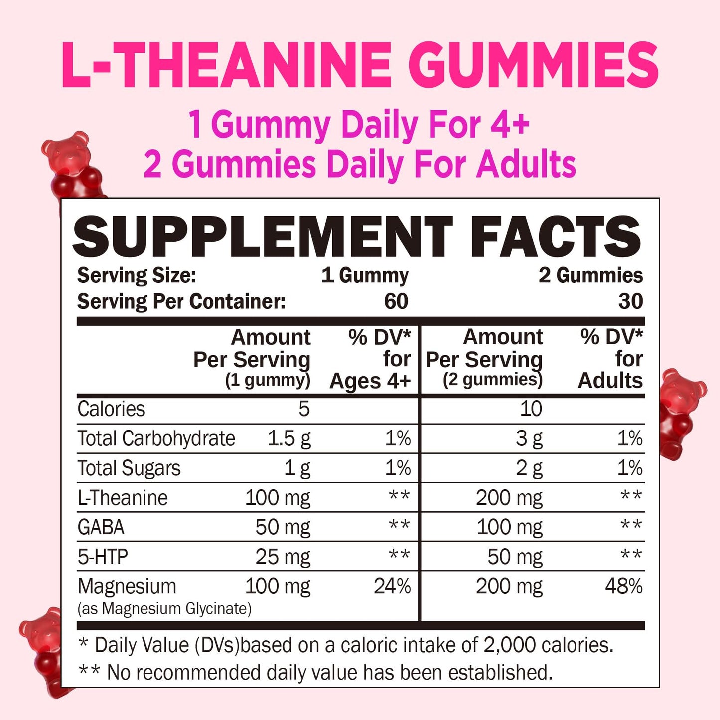 ZA'ZA K ORGANICS L-Theanine 200mg Gummy - Vegan Peach Flavor, Stress & Focus Support (60 Chewables)