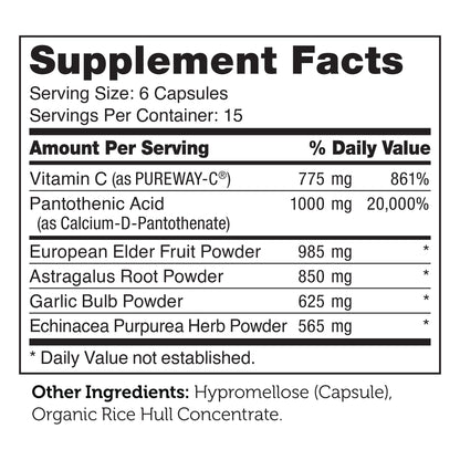 Zahler Abreve Immune Support - 90 Capsules | Vitamin C, Pantothenic Acid, Echinacea | Kosher