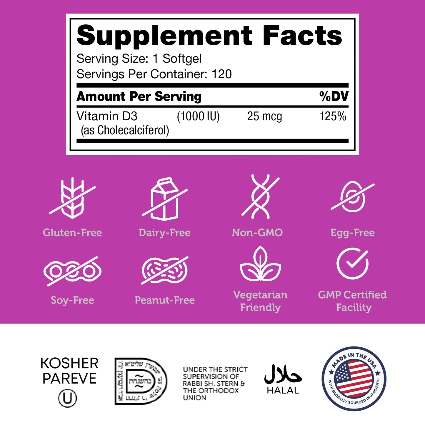 Zahler Advanced Vitamin D3 1000 IU Softgels – 120 Count | Kosher & Vegetarian
