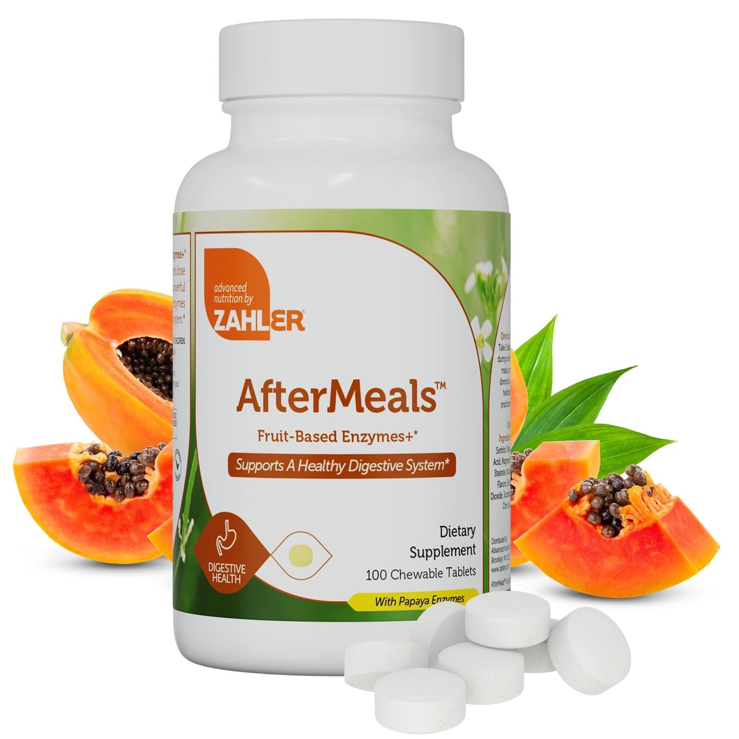 Zahler AfterMeals Digestive Enzymes - Chewable Fruit-Based Enzymes - Kosher & Gluten Free - Made in USA