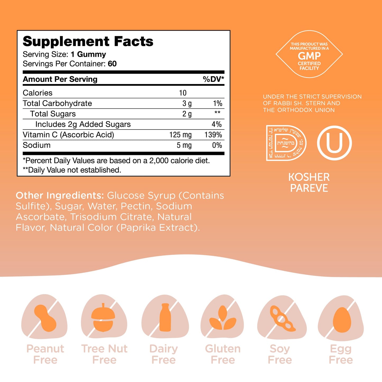 Zahler Chapter One Vitamin C Gummies 125 mg – Kosher (60 Count) for Adults & Kids