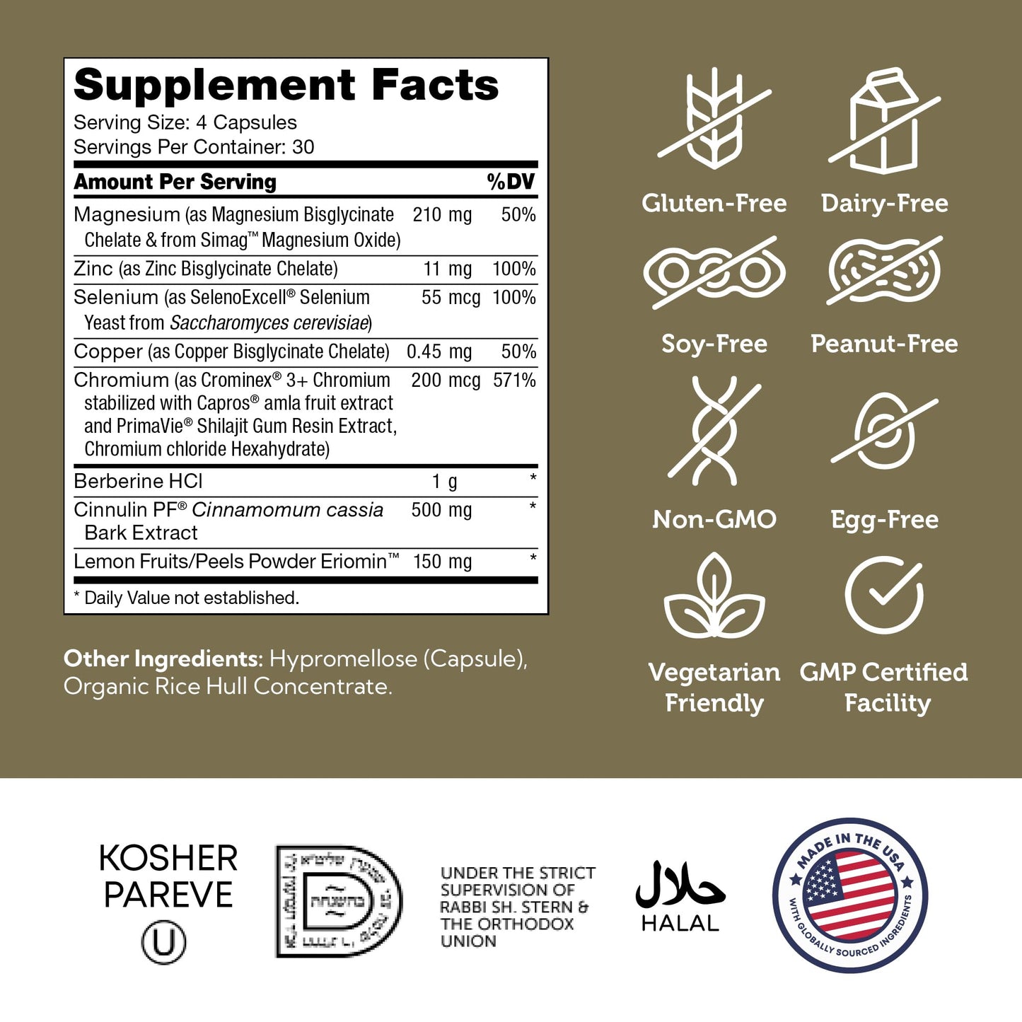 Zahler Diabetter: Advanced Glucose Support with Cinnamon | 180 Capsules | Kosher