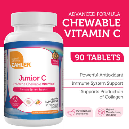 Zahler Junior C Advanced Chewable Vitamin C for Kids - 90 Count
