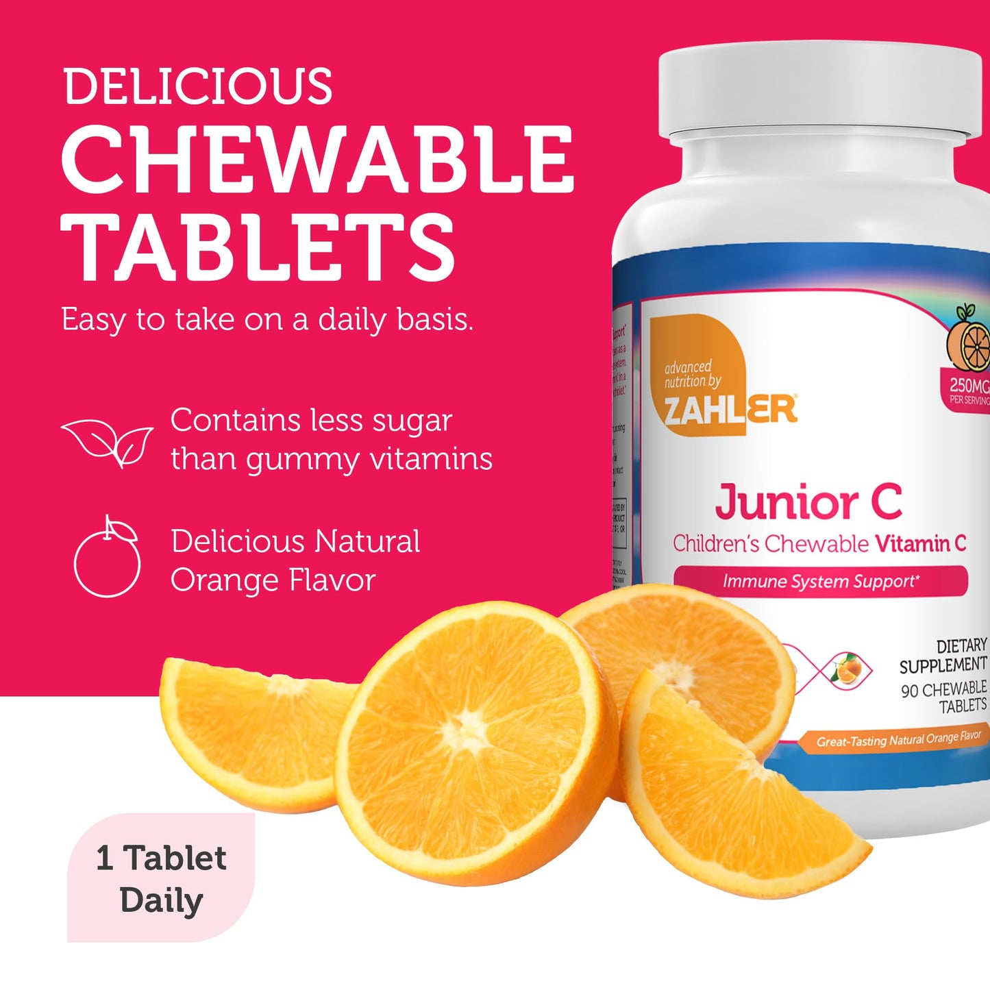 Zahler Junior C Advanced Chewable Vitamin C for Kids - 90 Count