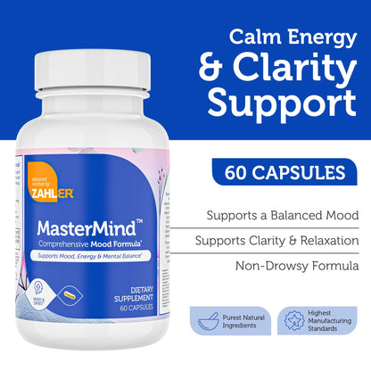Zahler Mastermind: Comprehensive Mood Formula for Mood Support, Energy & Mental Balance | Certified Kosher | 60 Capsules