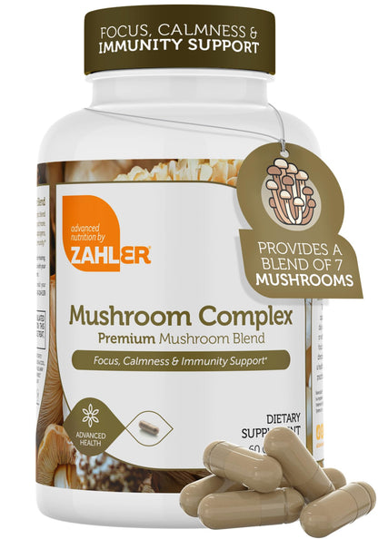 Zahler Mushroom Complex – 7-Mushroom Blend for Focus & Immunity, 60 Capsules