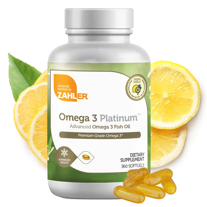 Zahler Omega 3 Fish Oil - 360 Softgels | 600 mg EPA, 400 mg DHA | Kosher Tuna | Brain & Heart Support