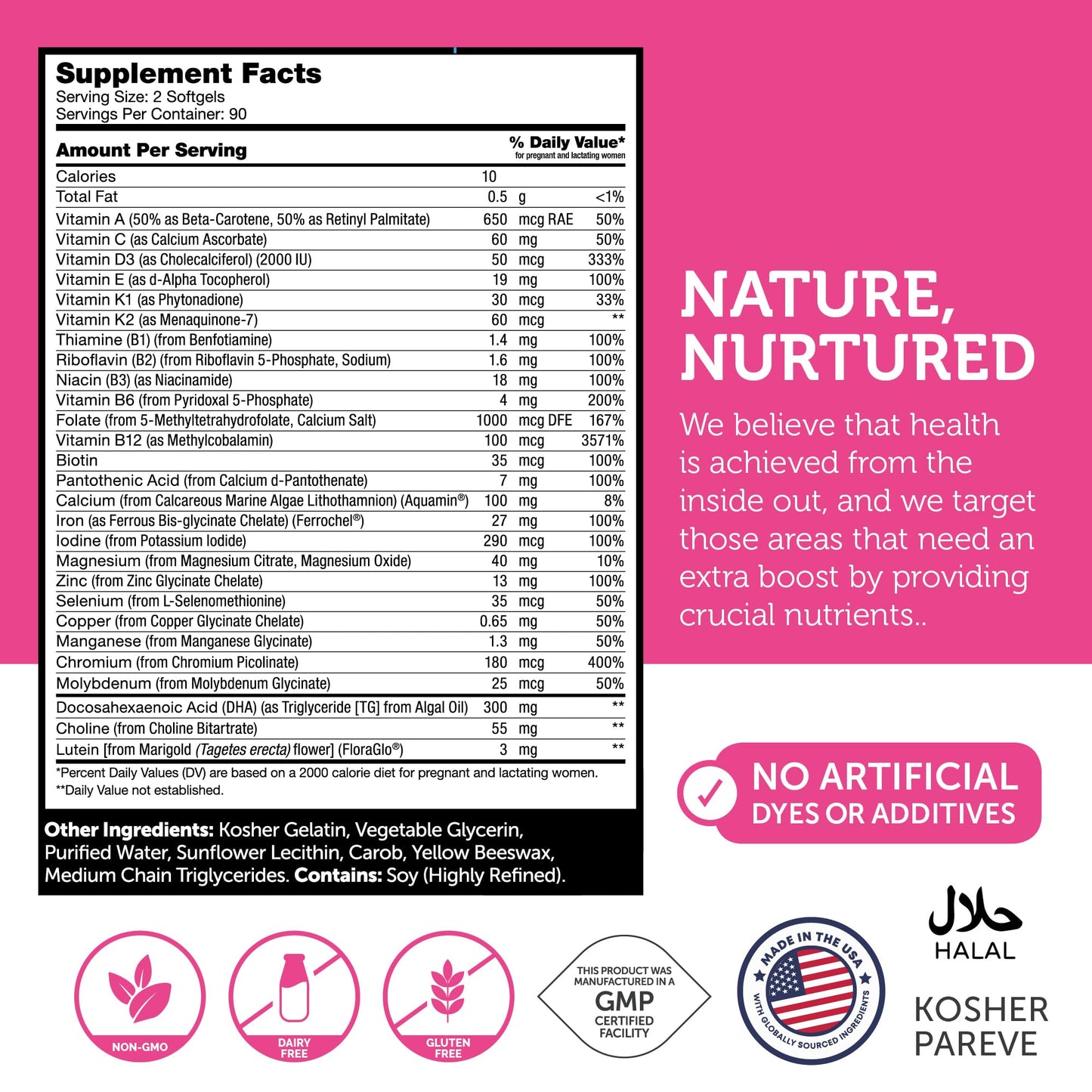 Zahler Prenatal Vitamin with DHA & Folate – Kosher Prenatal Softgels (180 Count)