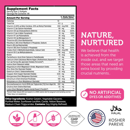 Zahler Prenatal Vitamin with DHA & Folate – Kosher Prenatal Softgels (180 Count)