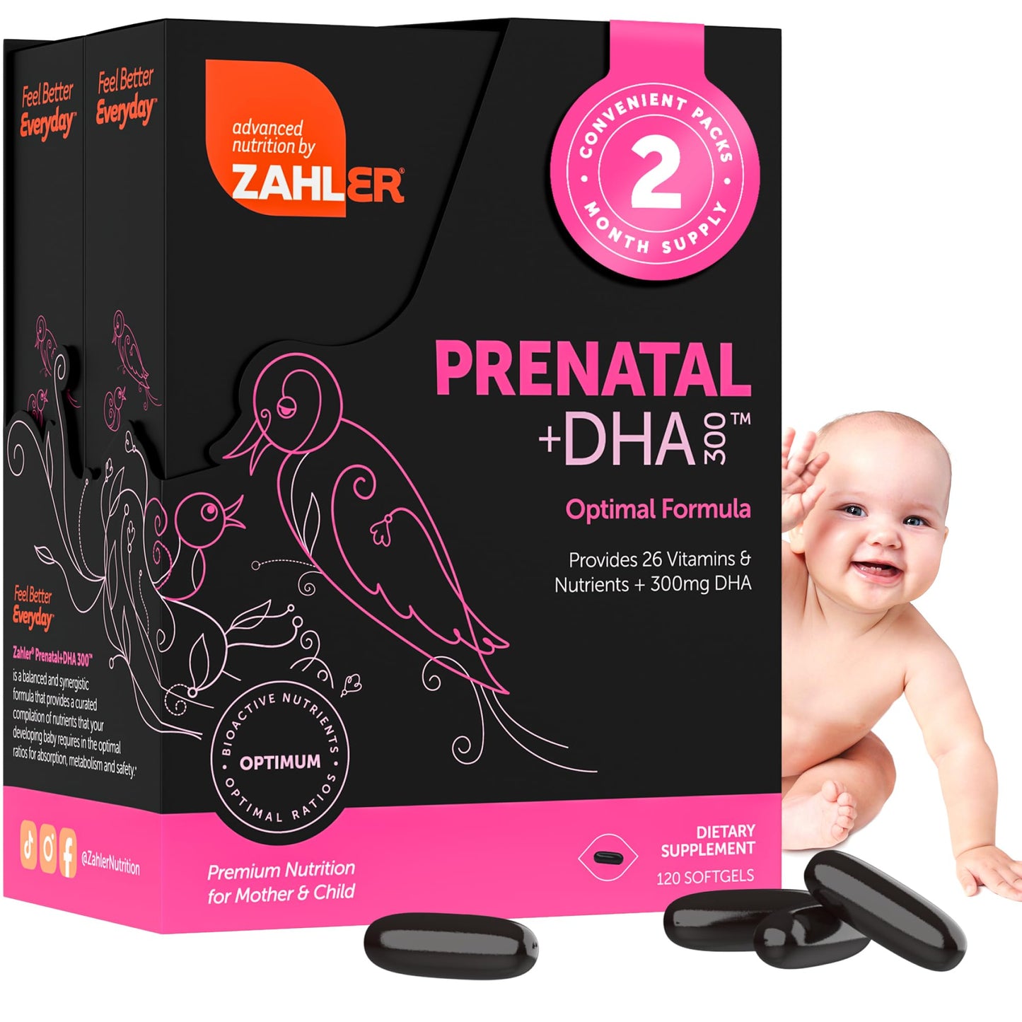 Zahler Prenatal Vitamin with DHA & Folate | Kosher DHA Prenatal Softgels, 120 Count