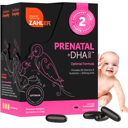 Zahler Prenatal Vitamin with DHA & Folate | Kosher DHA Prenatal Softgels, 120 Count