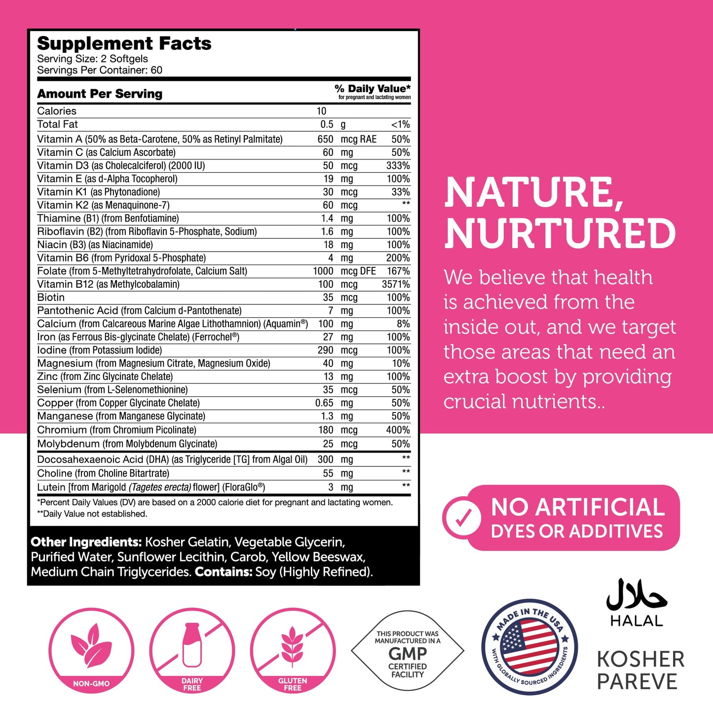 Zahler Prenatal Vitamin with DHA & Folate | Kosher DHA Prenatal Softgels, 120 Count