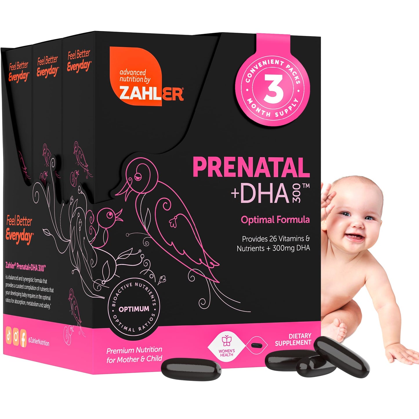 Zahler Prenatal Vitamin with DHA & Folate – Kosher Prenatal Softgels (180 Count)