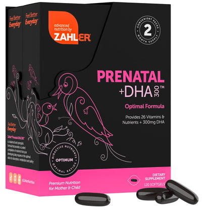 Zahler Prenatal Vitamin with DHA & Folate | Kosher DHA Prenatal Softgels, 120 Count