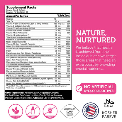 Zahler Prenatal Vitamin with DHA & Folate | Kosher DHA Prenatal Softgels, 120 Count