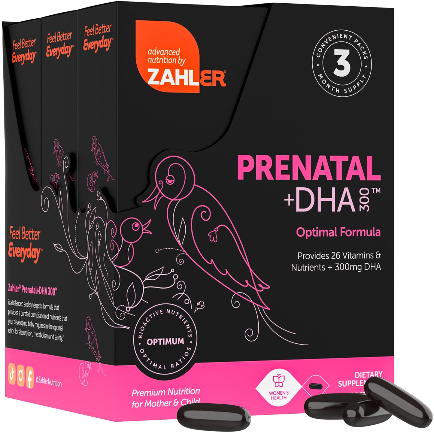 Zahler Prenatal Vitamin with DHA & Folate – Kosher Prenatal Softgels (180 Count)