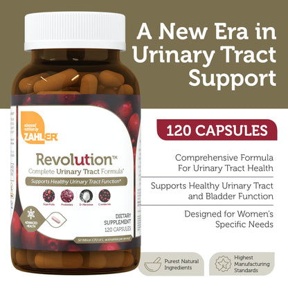 Zahler Revolution - Complete Women's Urinary Tract Health Formula with Probiotics | UTI Support for Women (120 Capsules)