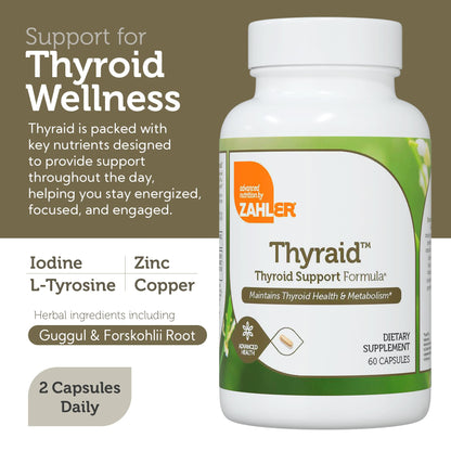 Zahler Thyraid Thyroid Support Complex - Iodine, L-Tyrosine, Zinc | 60 Capsules
