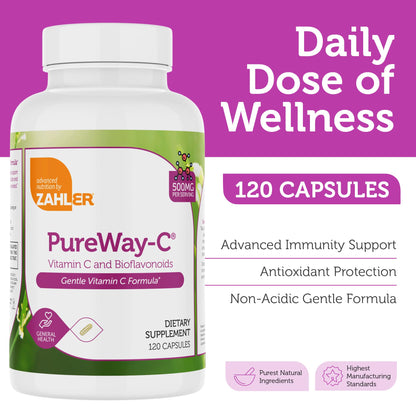 Zahler Vitamin C 500mg with Bioflavonoids – Gentle on Stomach | Immune Support