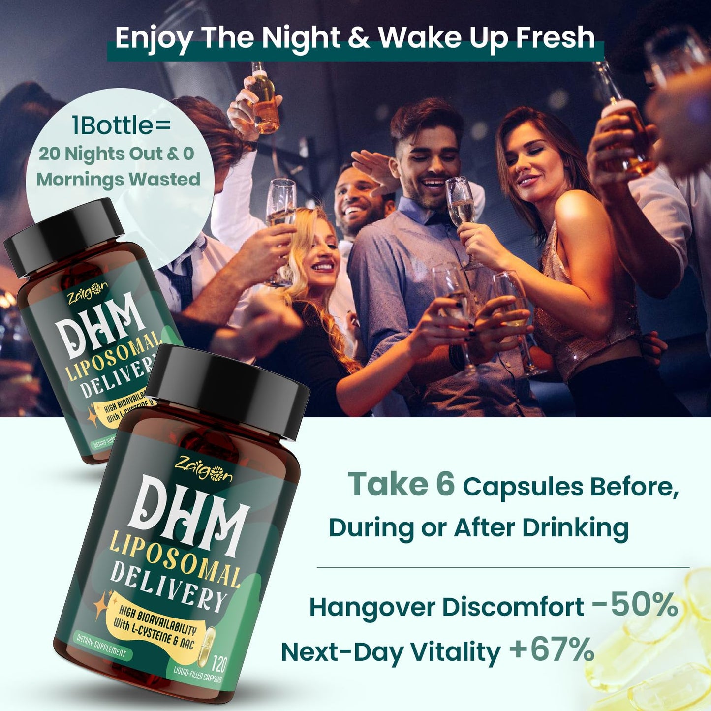 Zaigon Hangover DHM Supplements – Recovery & Liver Support, 240 Capsules