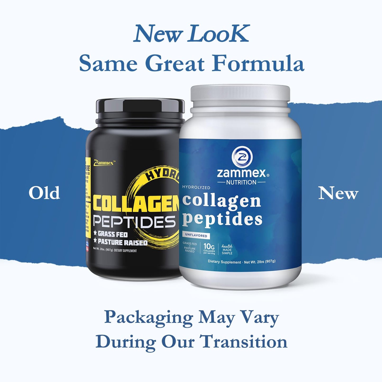 Zammex Collagen Peptides Powder – 90 Servings, Unflavored, Grass-Fed Type I & III, Non-GMO