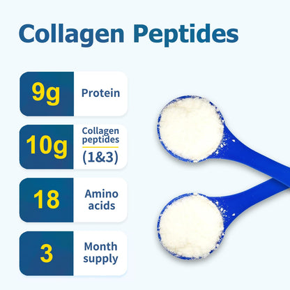 Zammex Collagen Peptides Powder – 90 Servings, Unflavored, Grass-Fed Type I & III, Non-GMO