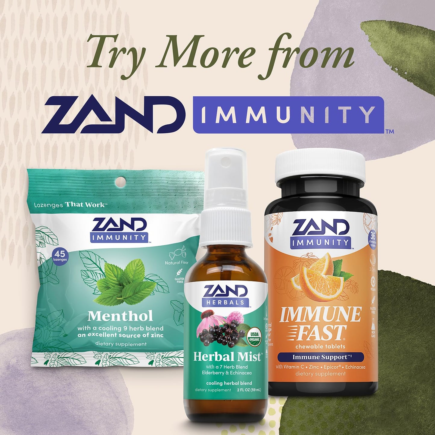 Zand Immune Fast Zesty Orange Chews – EpiCor, Vitamin C 1000mg, Zinc, Echinacea | 30 Tablets, 10 Servings