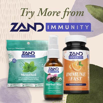 Zand Immune Fast Zesty Orange Chews – EpiCor, Vitamin C 1000mg, Zinc, Echinacea | 30 Tablets, 10 Servings