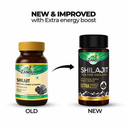Zandu Shilajit Capsules (60 Caps) – Natural Energy, Stress Support & Immunity